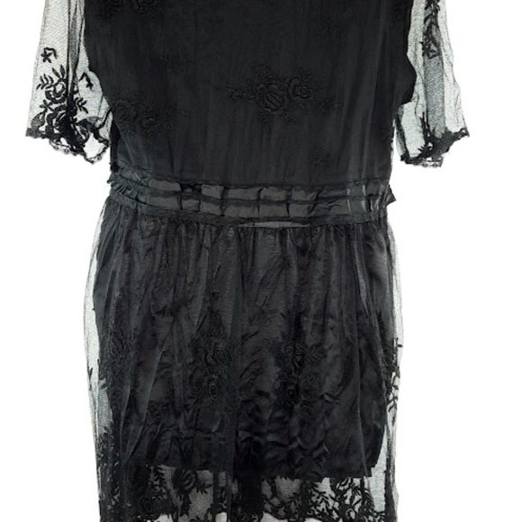 Vintage Elegant Black Beaded Lace Formal Evening Top - Picture 7 of 14